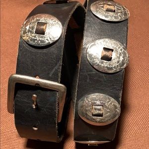 Leather Belt w/Silver medallion embellishments